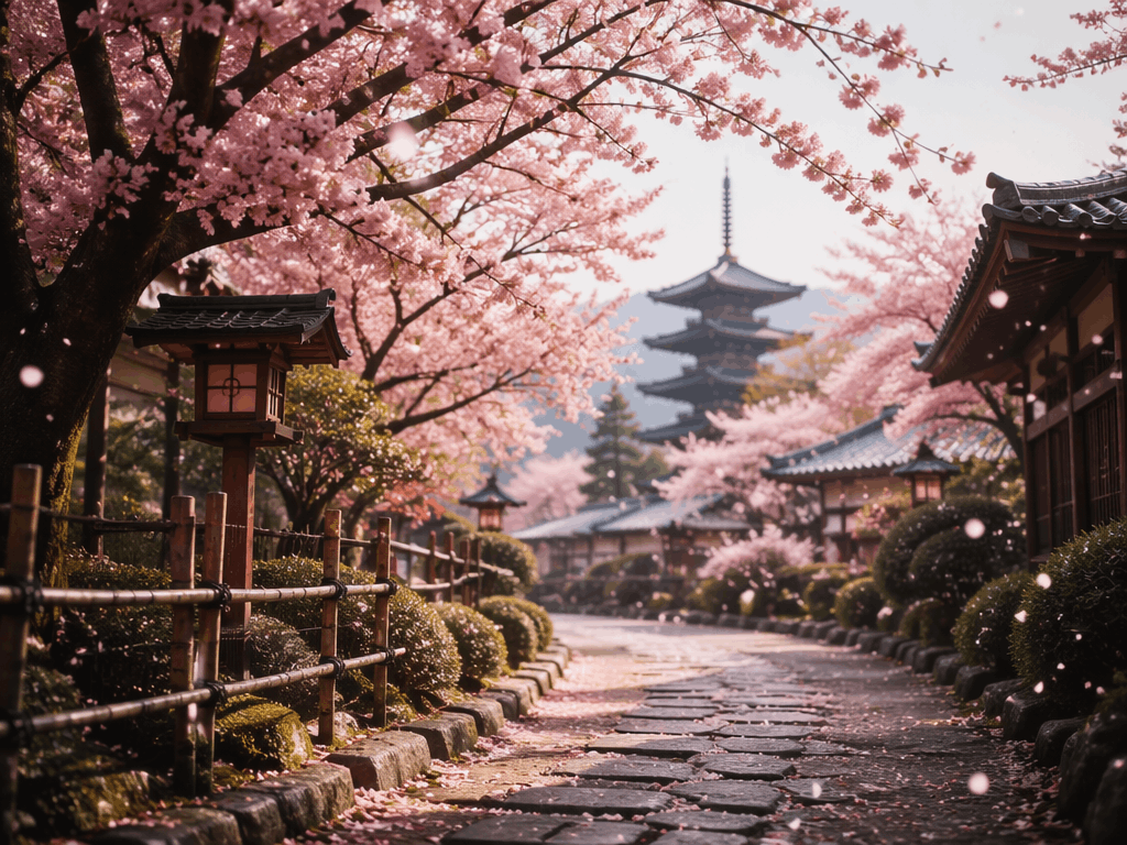 Retro travel poster of Kyoto in spring with cherry blossoms — generated with GPT Image 2